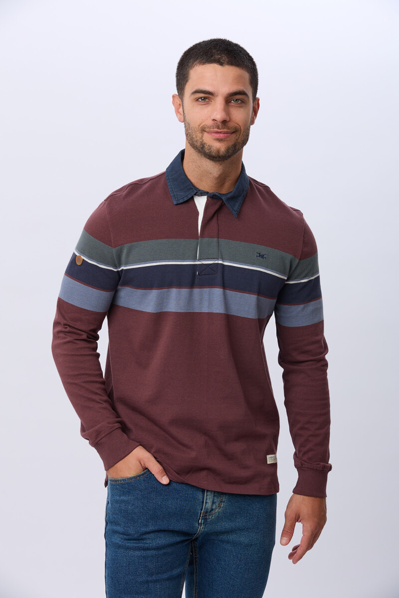 REMERA POLO RAYADA - Bordo 