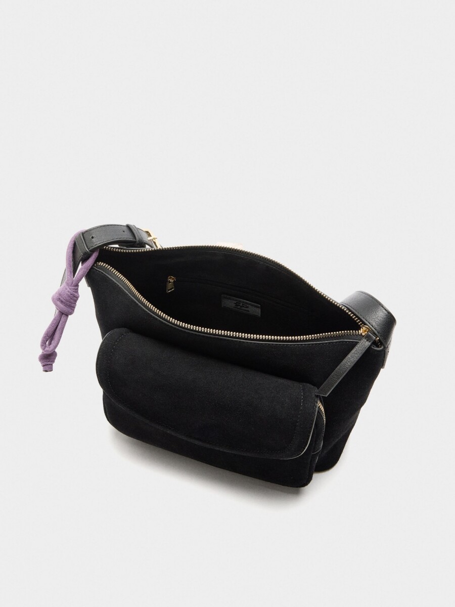 Bolso De Hombro Con Piel negro