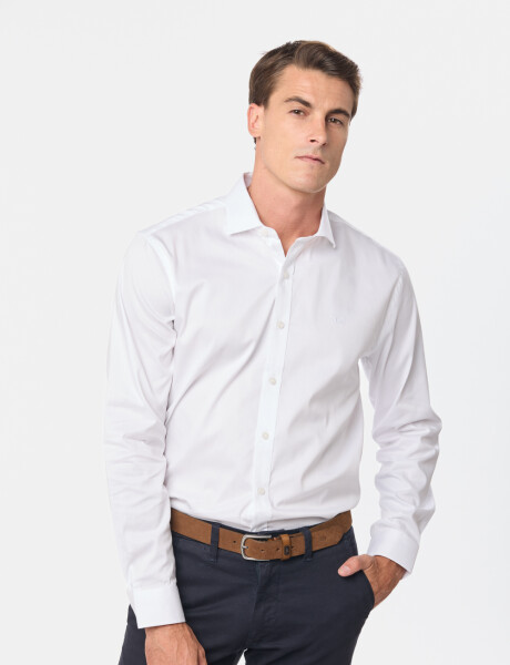 CAMISA DE VESTIR CON SPANDEX Blanco