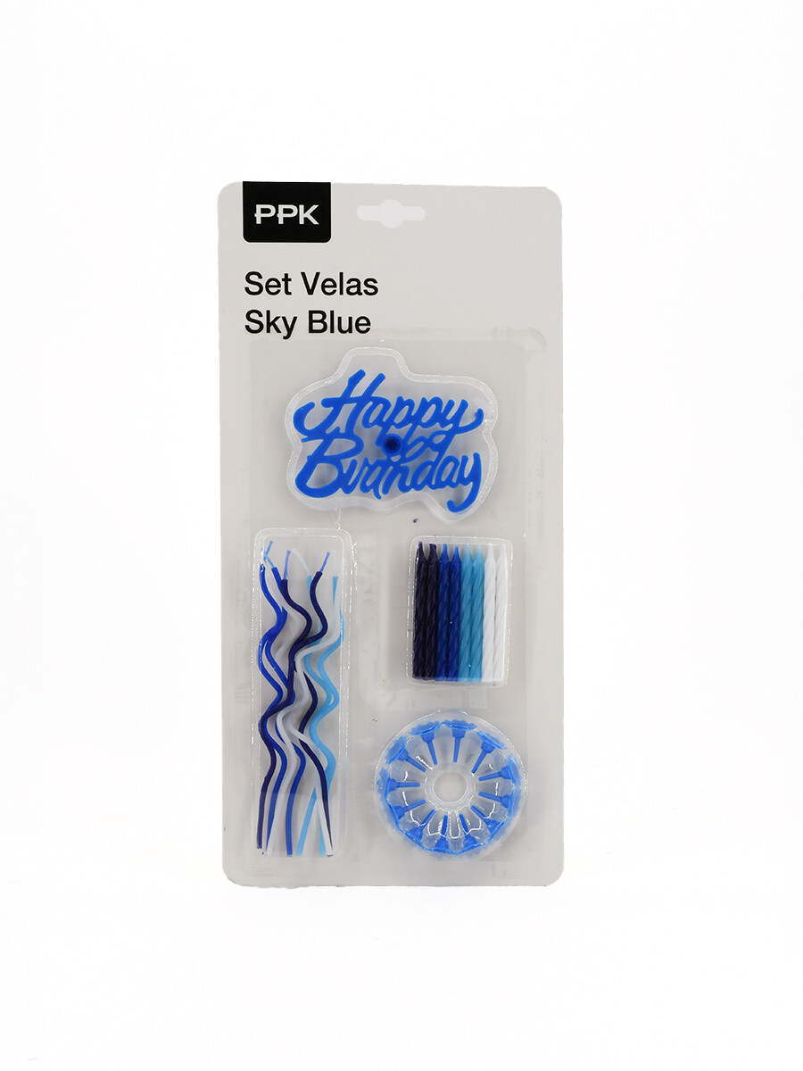 SET VELAS TONOS SKYBLUE - CELESTE 