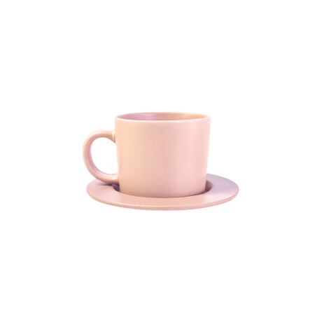 Set de Taza con Plato de Cerámica Colores Pastel 230 ml Rosado