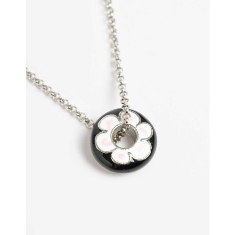 Cadena Con Dije Con Flor Plateado Rodio