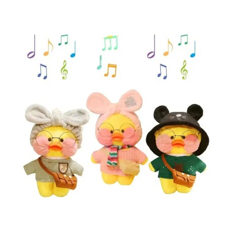 Peluche Patito Lalafanfan Pato con Ropa Varios Modelos 001