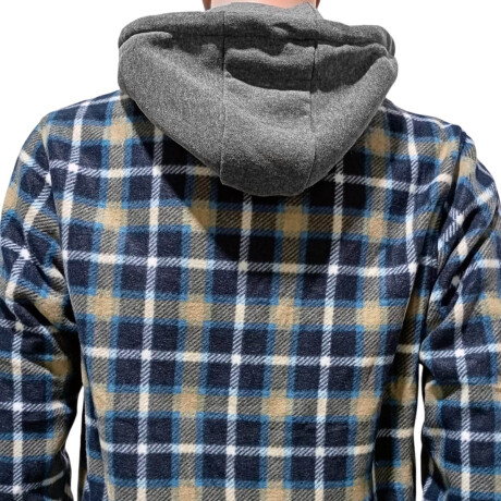 Campera Camisa Leñadora Cangurito Capucha Botones Verde
