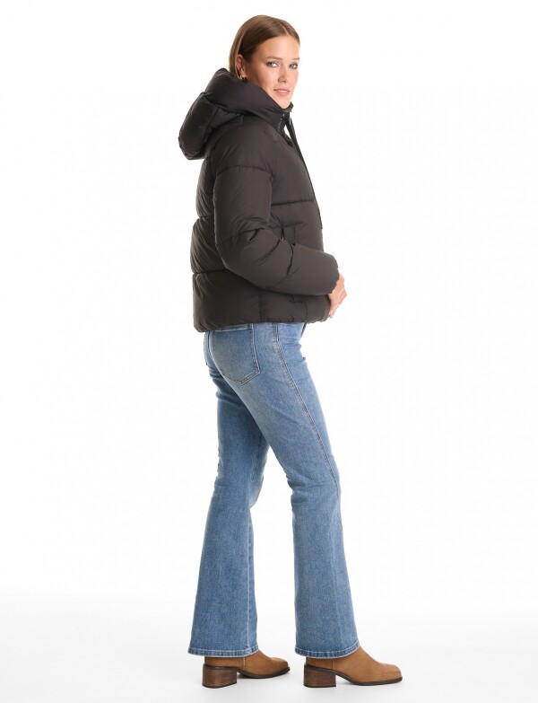 Campera Puffer Capucha NEGRO