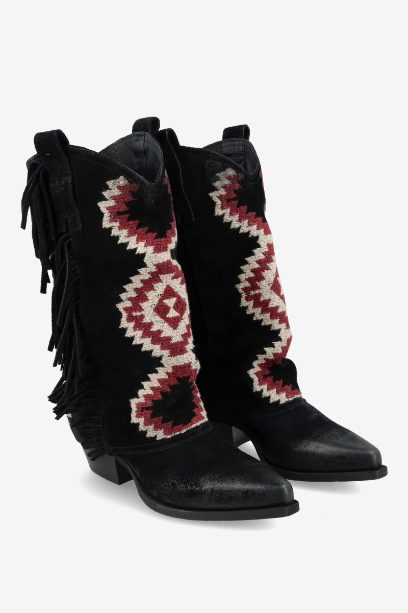 BOTA CON FLECOS Negro