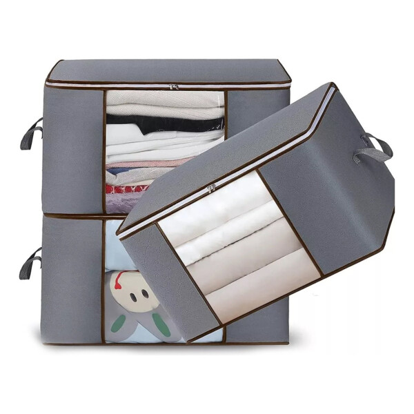 Set Caja Organizadora x8 Ropa Guarda Mantas Frazadas Variante Color Gris