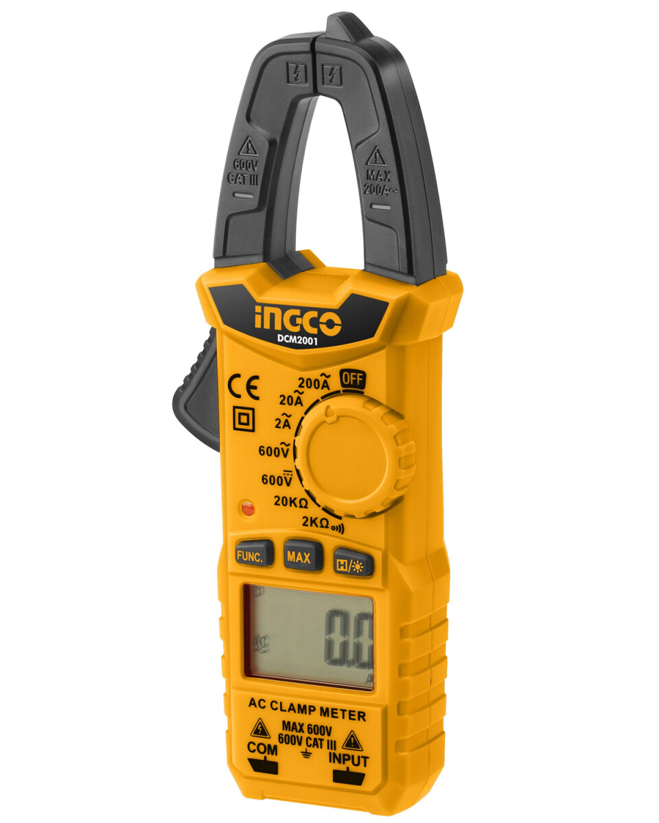 Pinza Amperimétrica y Tester Ingco 600V 200A 