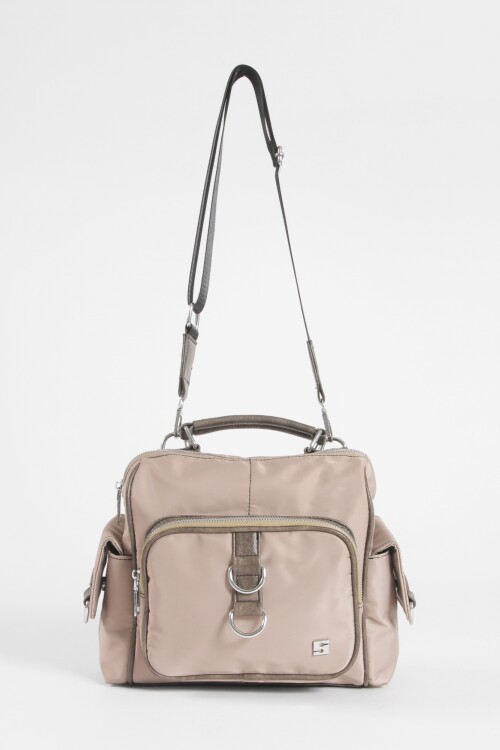 Bandolera - mochila bolsillos beige