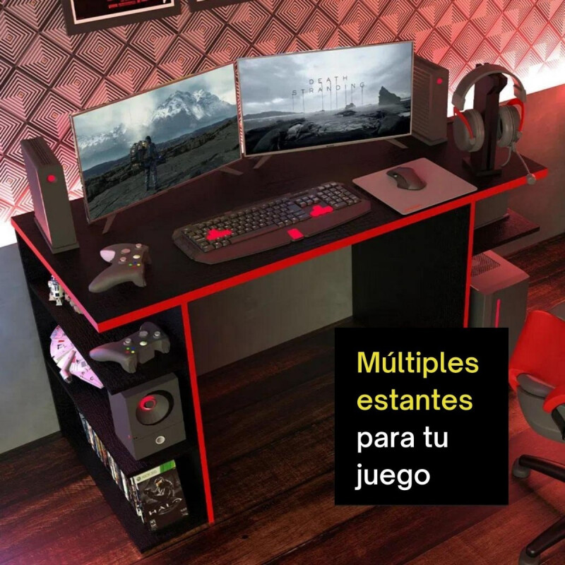 Escritorio Gamer Mesa Para Pc Estantes Calidad Rojo