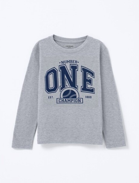 CAMISETA INFANTIL CON ESTAMPA GRIS