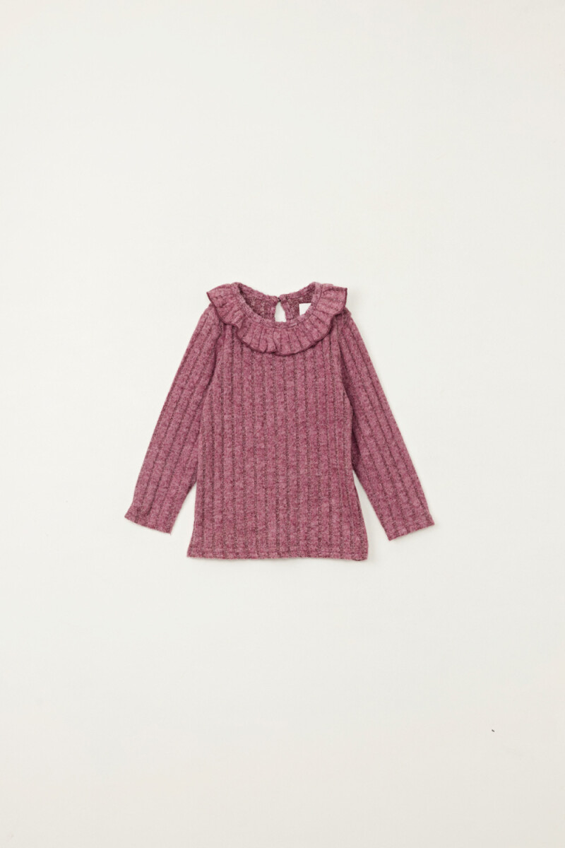 Remera lanilla volado en cuello - Violeta 