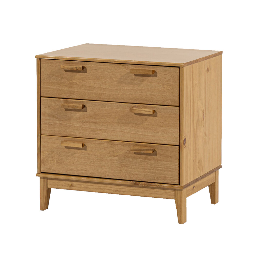 MESA DE LUZ O NOCHE 3 CAJONES DE GRAN TAMAÑO MINI CÓMODA CAJONERA EN MADERA MACIZA MARRÓN