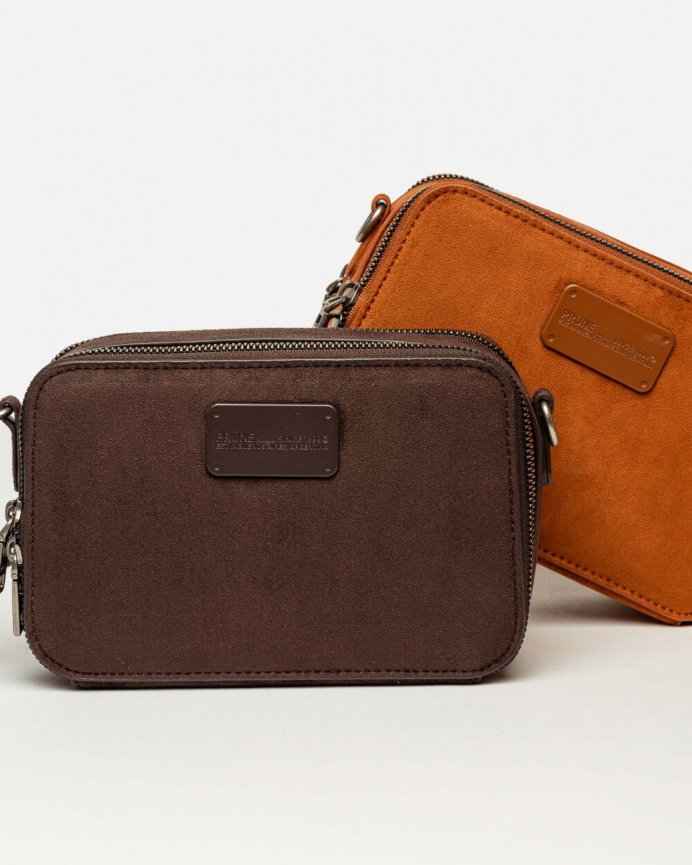 Bandolera New Penny en efecto gamuza Chocolate