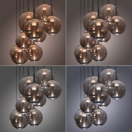 Colgante led extensible motorizado 70w 10 luces cristal ámbar a control remoto, Bronce Colgante led extensible motorizado 70w 10 luces cristal ámbar a control remoto, Bronce