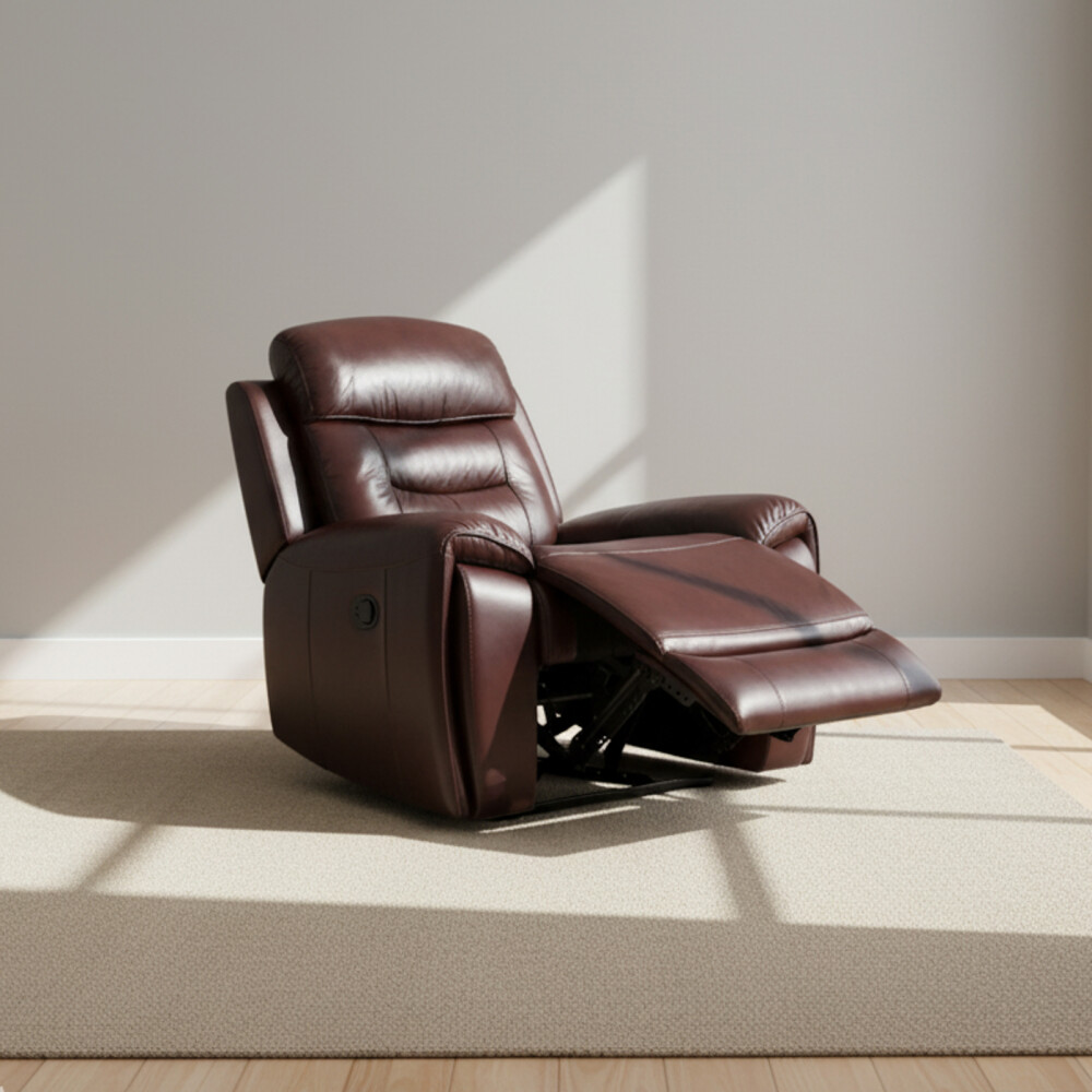 POLTRONA RECLINABLE CUERO MARRON MEMPHIS CHOCOLATE