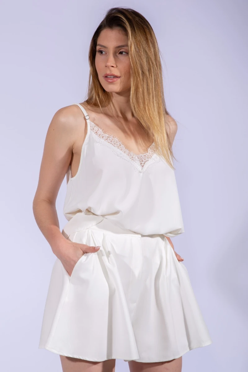 Top con puntilla Blanco
