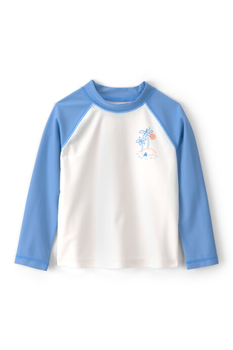 Remera de baño manga larga con protección UPF 50+, azul y blanco Remera de baño manga larga con protección UPF 50+, azul y blanco