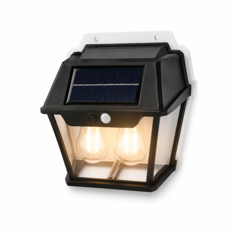 FAROL DE PARED CON DOBLE LED Y CARGA SOLAR NEGRO FAROL DE PARED CON DOBLE LED Y CARGA SOLAR NEGRO