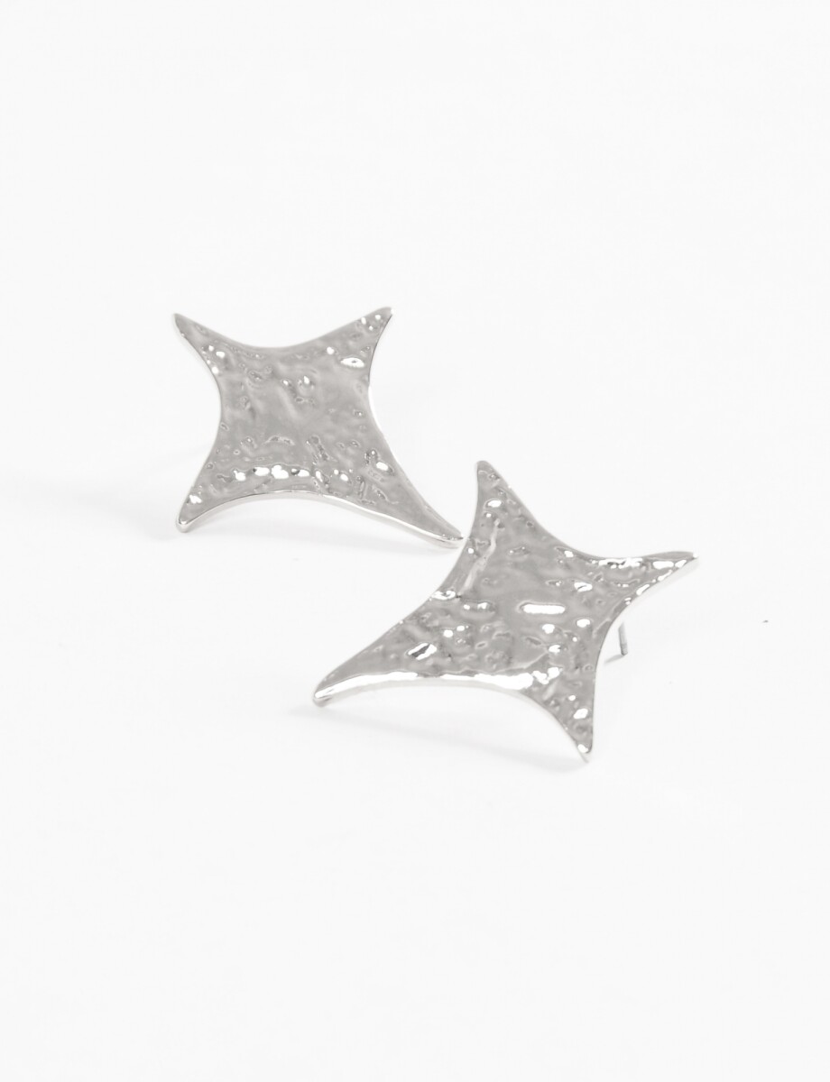 Caravanas estrella texture - plateado 