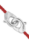 PULSERA DE CUERO ROJO CON MOSQUETÓN ENTRELAZADO BAÑADO EN PLATA Pulsera