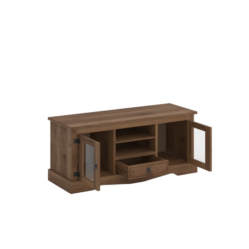 Rack 2 Puertas Rustico Vidrio 1 Cajon 1.20 Nogal Rack 2 Puertas Rustico Vidrio 1 Cajon 1.20 Nogal