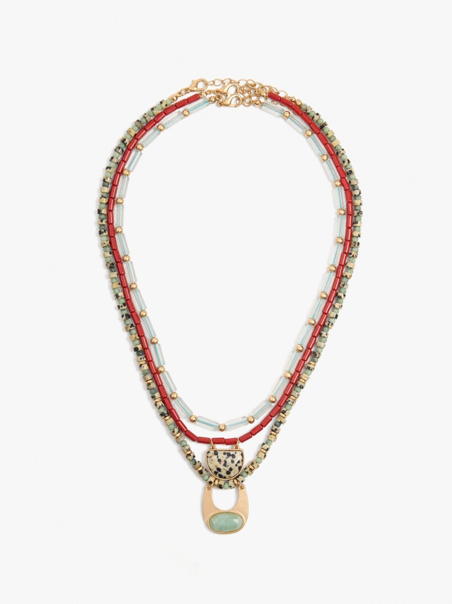 Set De Collares Con Cuentas De Piedras - multicolor 