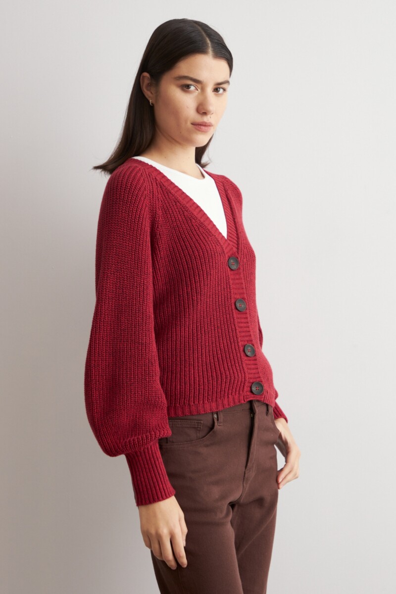 Cardigan escote V bordo