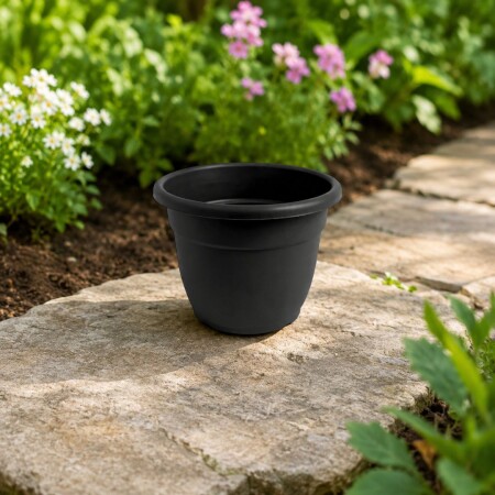 MACETA REDONDA EDEN 30CM NEGRO