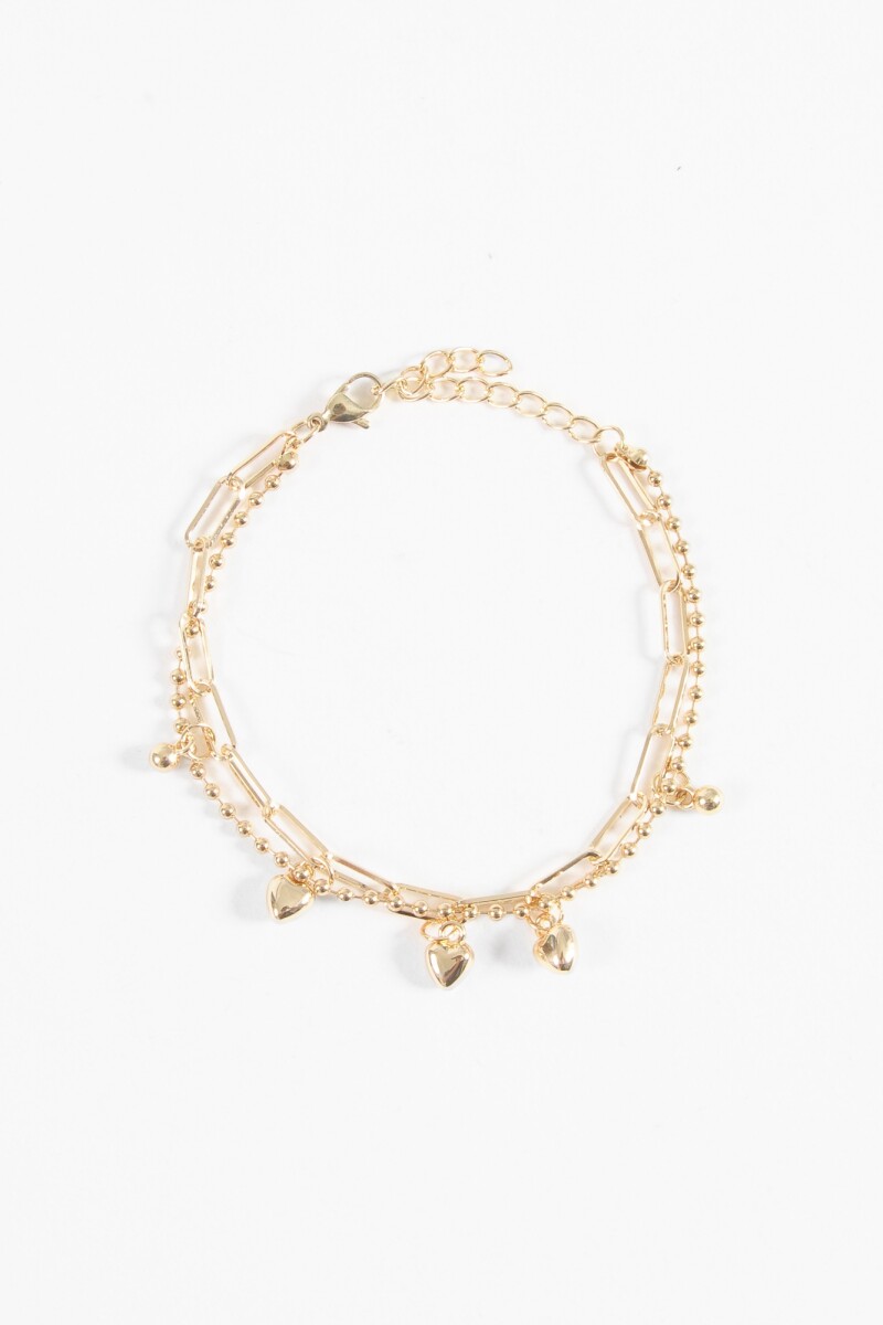 Pulsera doble dije cora dorado