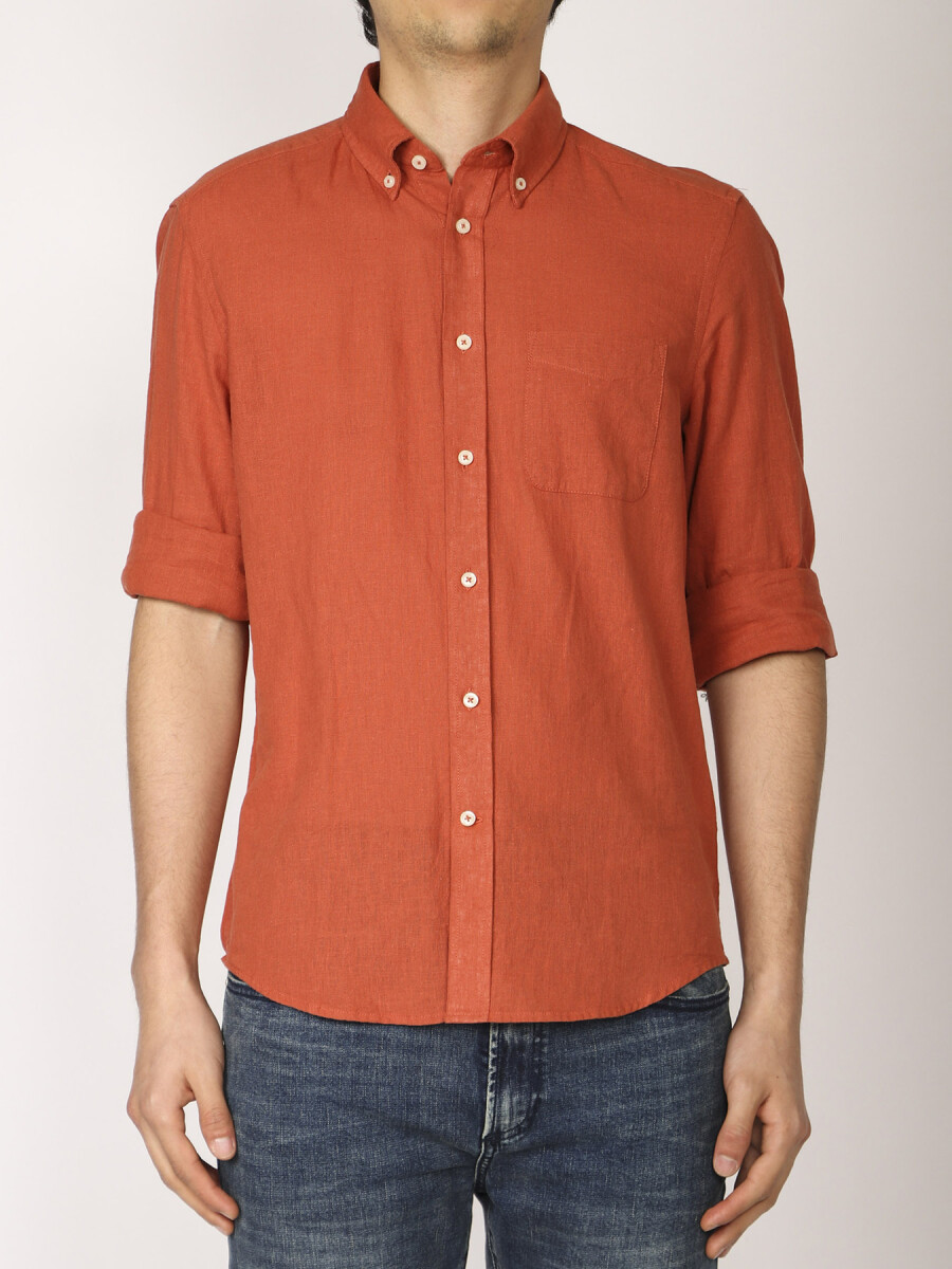 CAMISA DE LINO HARRINGTON LABEL - Naranja 