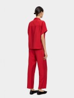 Pantalón Con Cintura Elástica Efecto Arrugado rojo