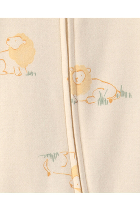 Pijama una pieza de algodón, con pie, crema, diseño leones Sin color