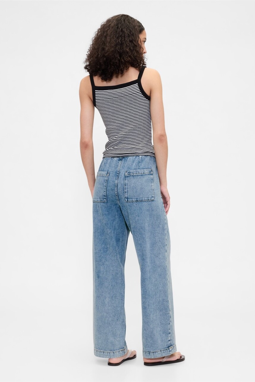 Jean Pull On Wide Leg Mujer Light Wash