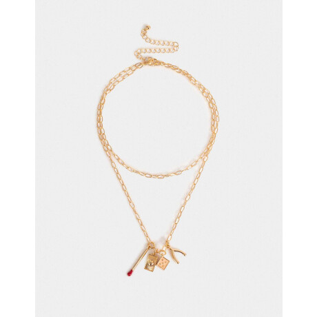 Collar Largo Con Multidijes Lucky Dorado