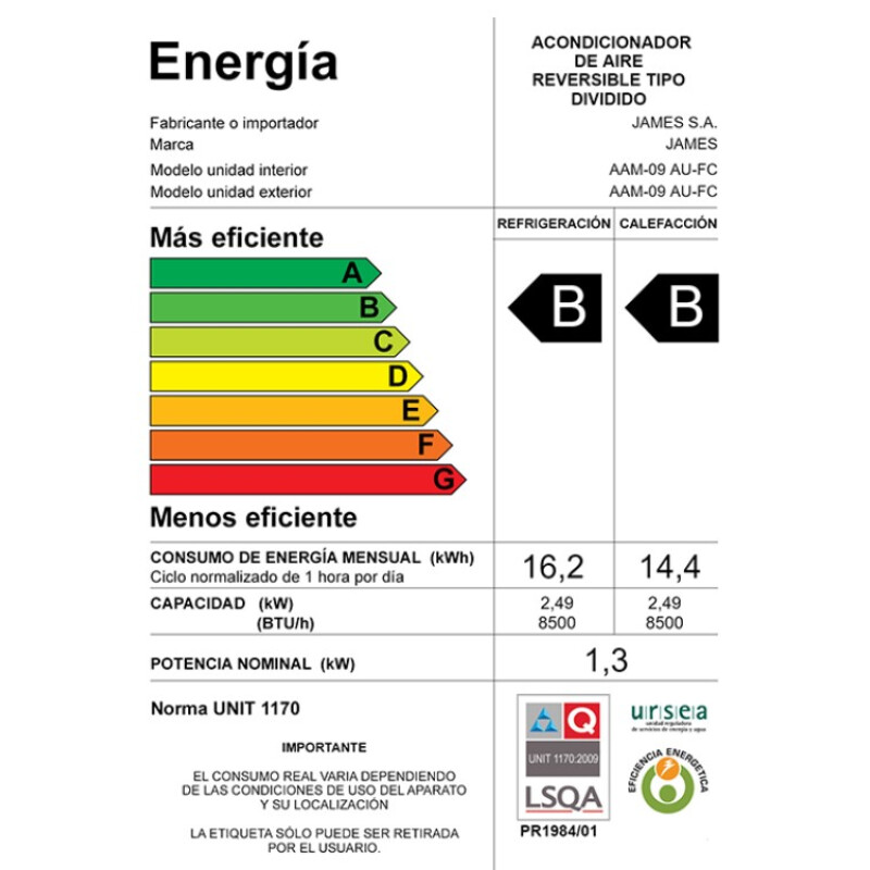 Aire Acondicionado James 9000 Btu Split Aire Acondicionado James 9000 Btu Split