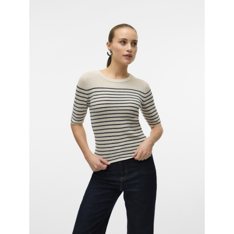 VMNEWLEXSUN SHINE 2/4 O-NECK PULL Birch-Navy Blazer