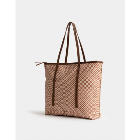 Cartera Shopper Estampada Marron Suela