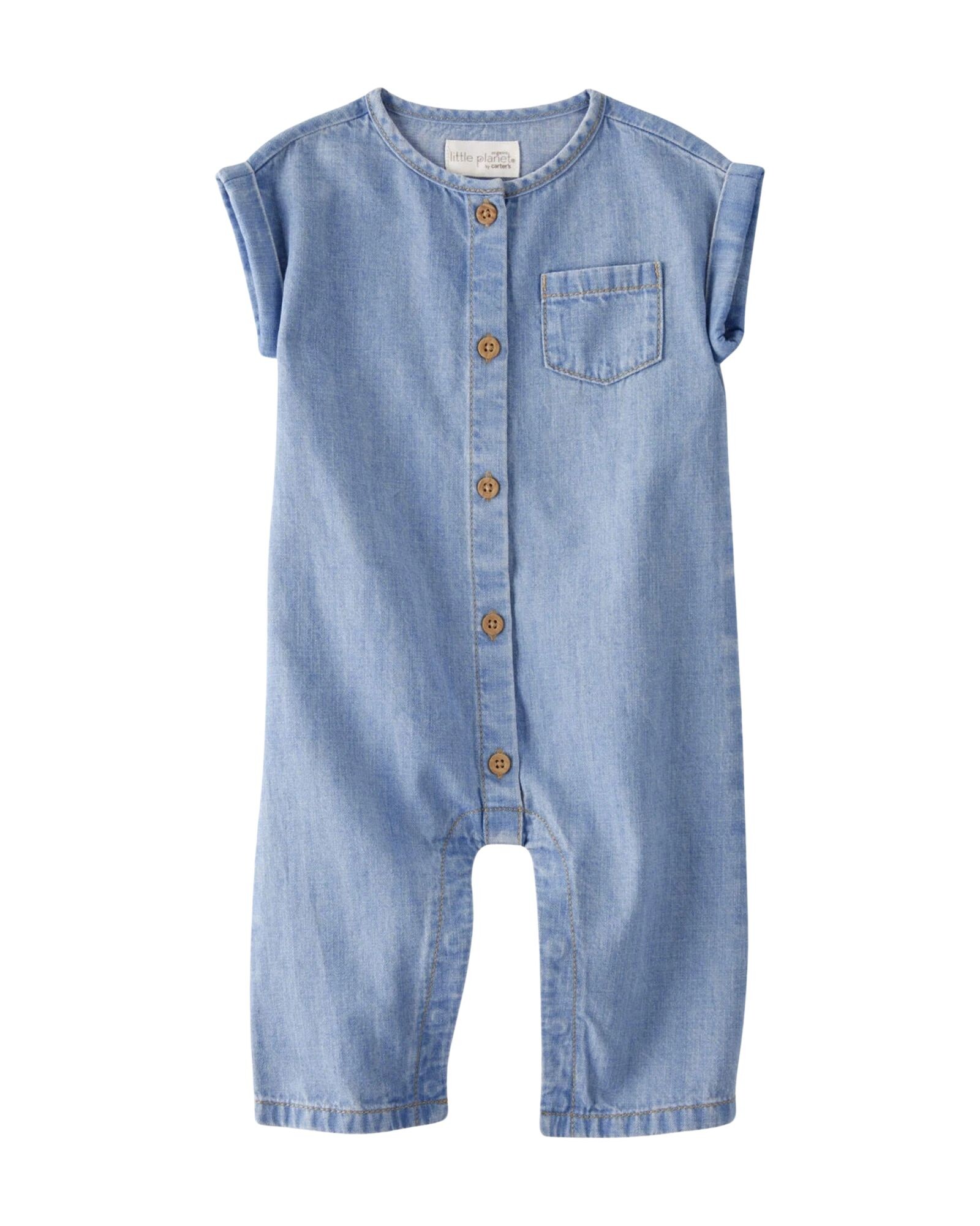 Monito de chambray de algodón orgánico Sin color