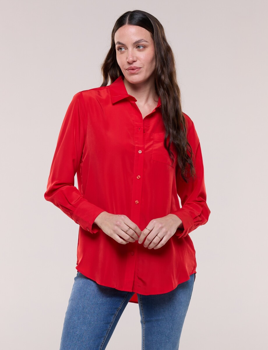 Camisa Satén - Rojo 