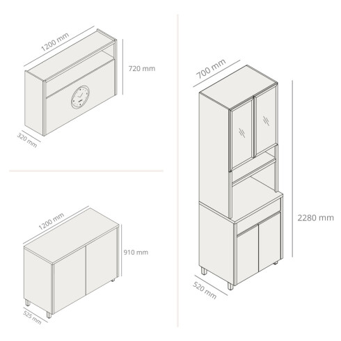 JUEGO MODULAR PARA COCINA INCLUYE AEREO BAJO MESADA Y TORRE GAMAS DE BEIGE