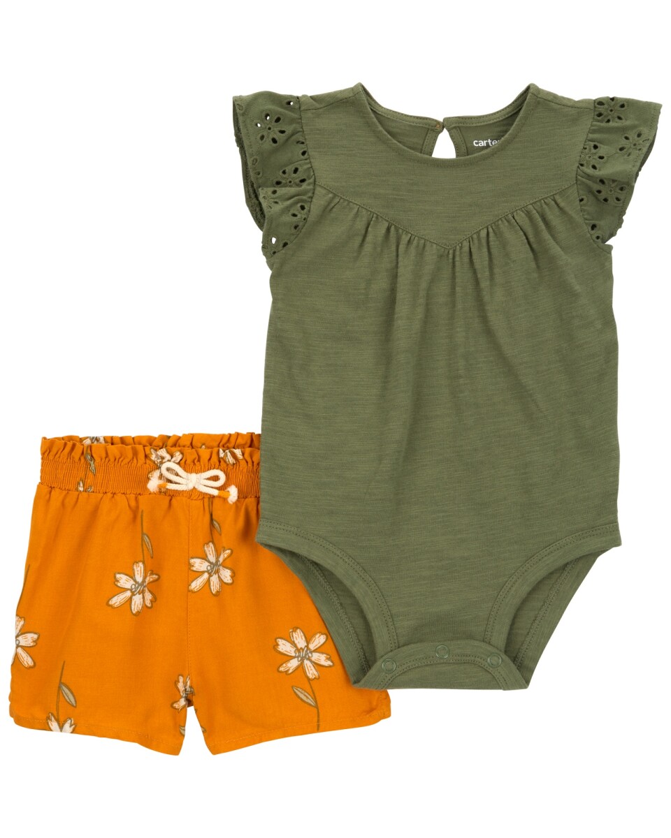 Set dos piezas, short de viscosa Ecovero y body de algodón 