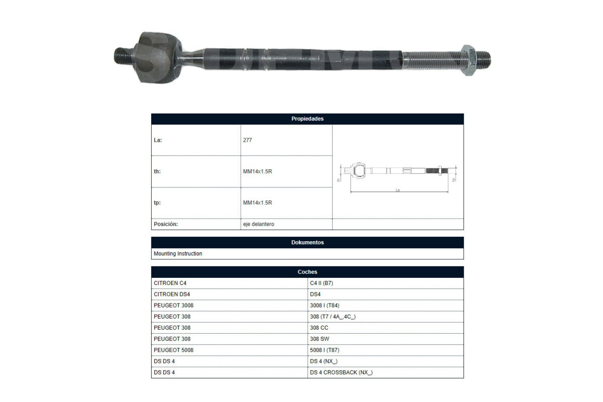 Mate Citroen C4, Peug 308/308 Sw/3008/5008 10-25 Der/Izq Mate Citroen C4, Peug 308/308 Sw/3008/5008 10-25 Der/Izq