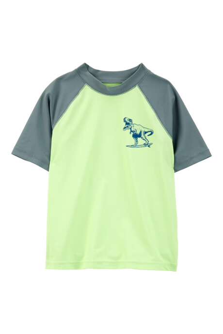 Remera de baño manga corta con protección UPF 50+, estampa dino Sin color