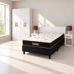 COMBO DORMITORIO - 1 PLAZA Y MEDIA CON SOMMIER DORADO 100% ESPUMA BLANCO