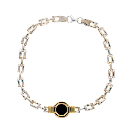 Pulsera de plata 925, double en oro 18 ktes y ónix. Pulsera de plata 925, double en oro 18 ktes y ónix.