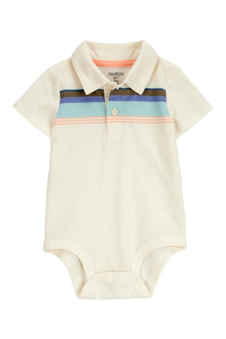 Body polo de algodón, diseño a rayas Sin color