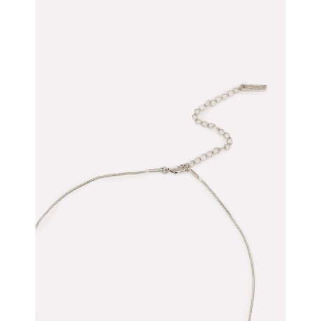 Collar Largo Con Anillo Plateado Rodio