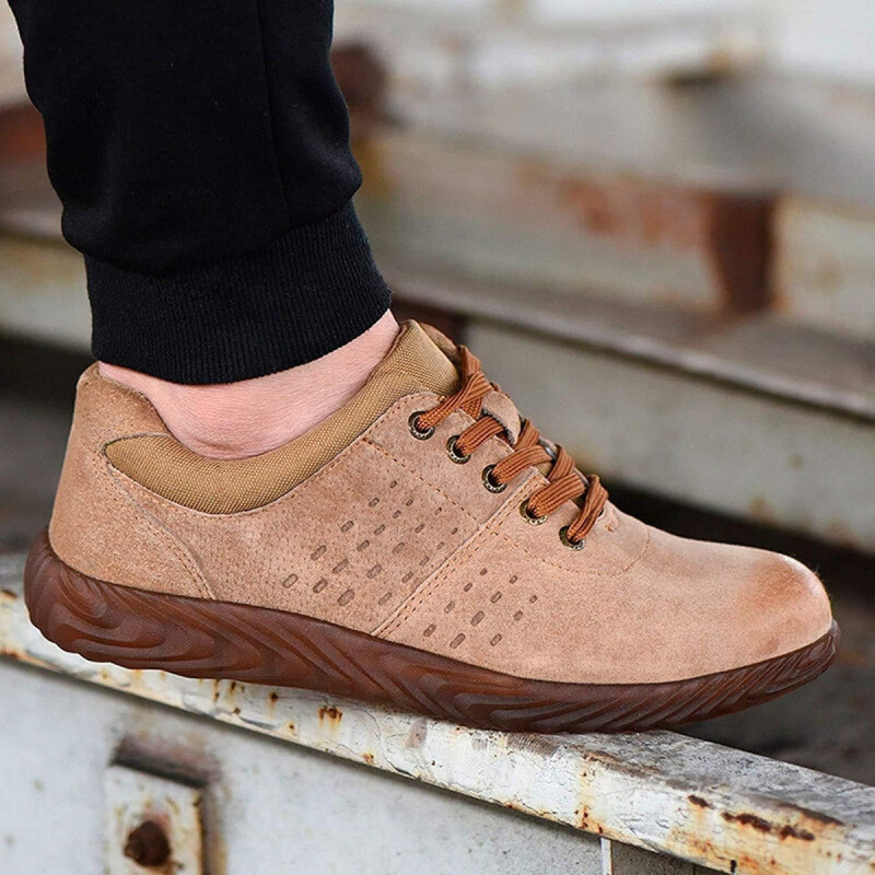 Calzado De Seguridad Casual Trabajo Punta Reforzada Cordones Beige