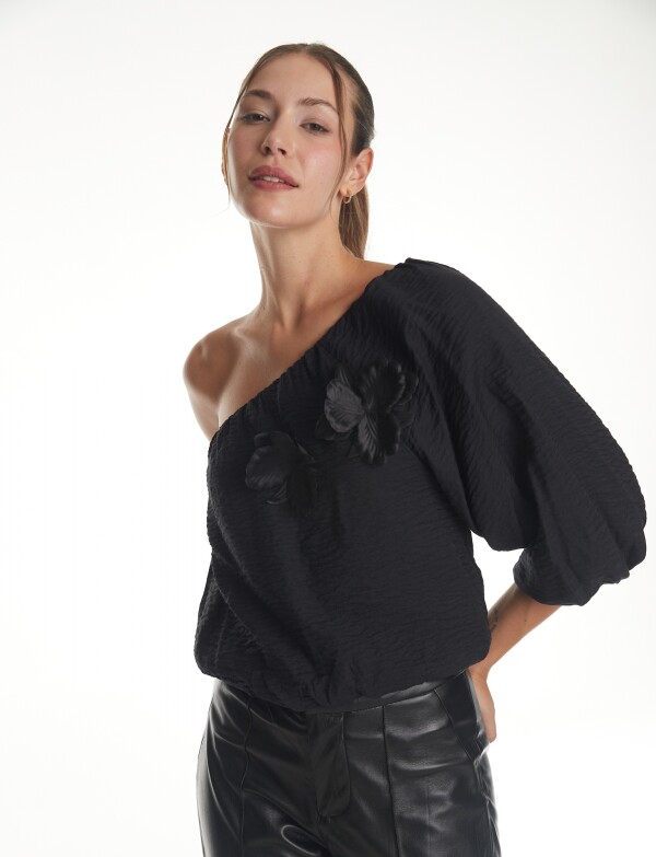 Blusa Flores NEGRO